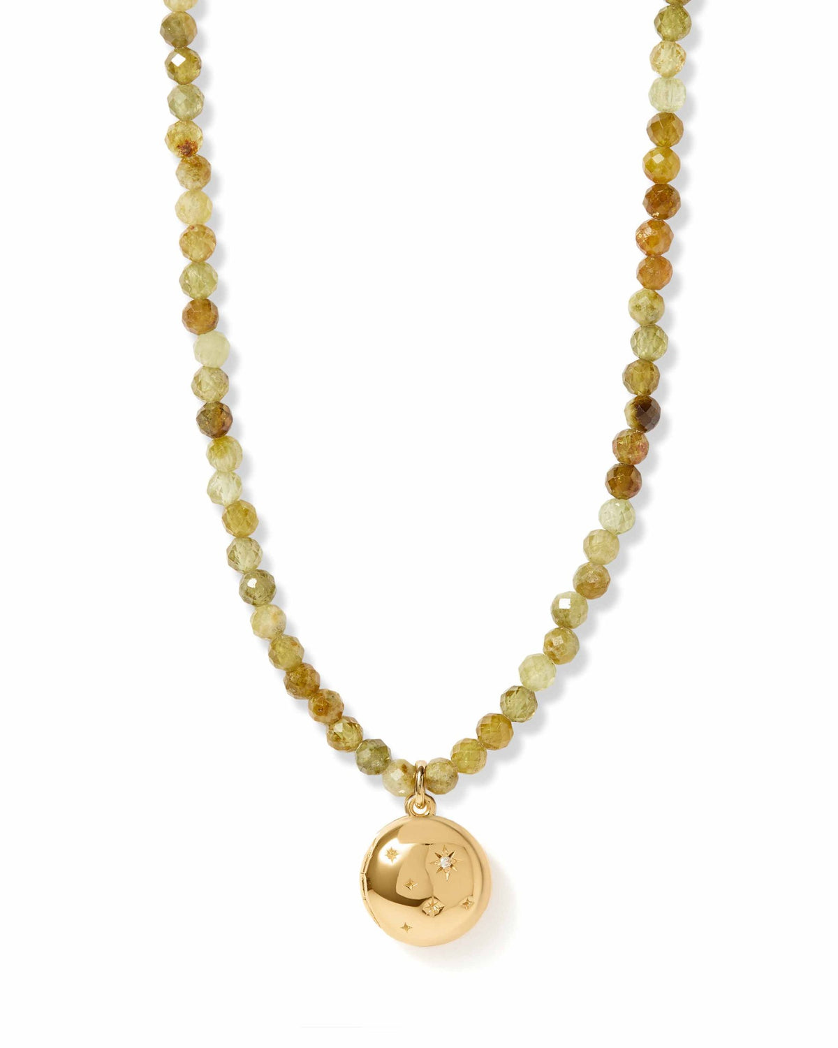 Green Garnet Gold Tiny Star Locket Necklace by Astley Clarke